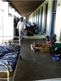 Patients on the balcony of Kamuzu Central Hospital.